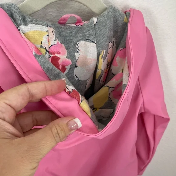 SOLD Baby Gap • Pink Floral Jersey Lined Hooded Rain Coat - Picture 16 of 16